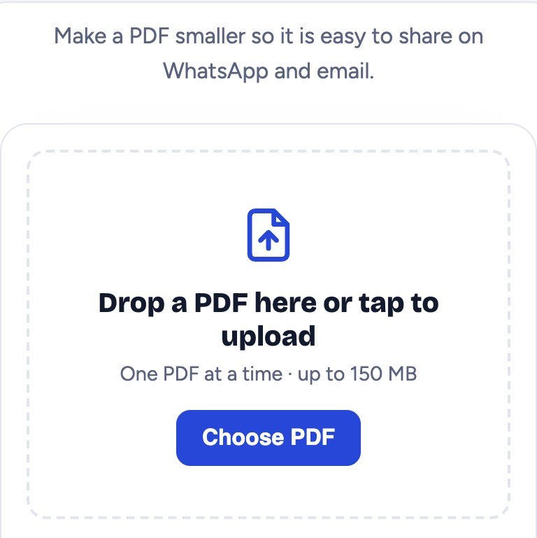 Compress PDF tool: choose a PDF