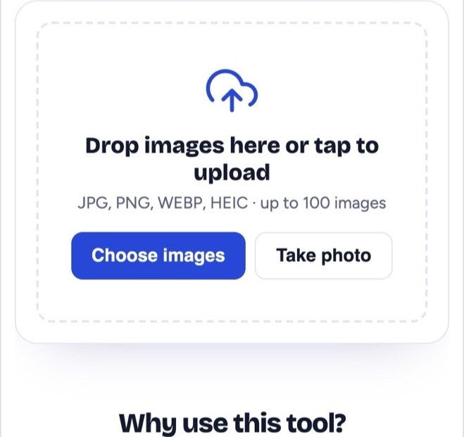 Image to PDF tool: choose images or take a photo
