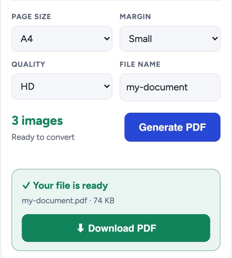 Generate PDF and then tap Download PDF