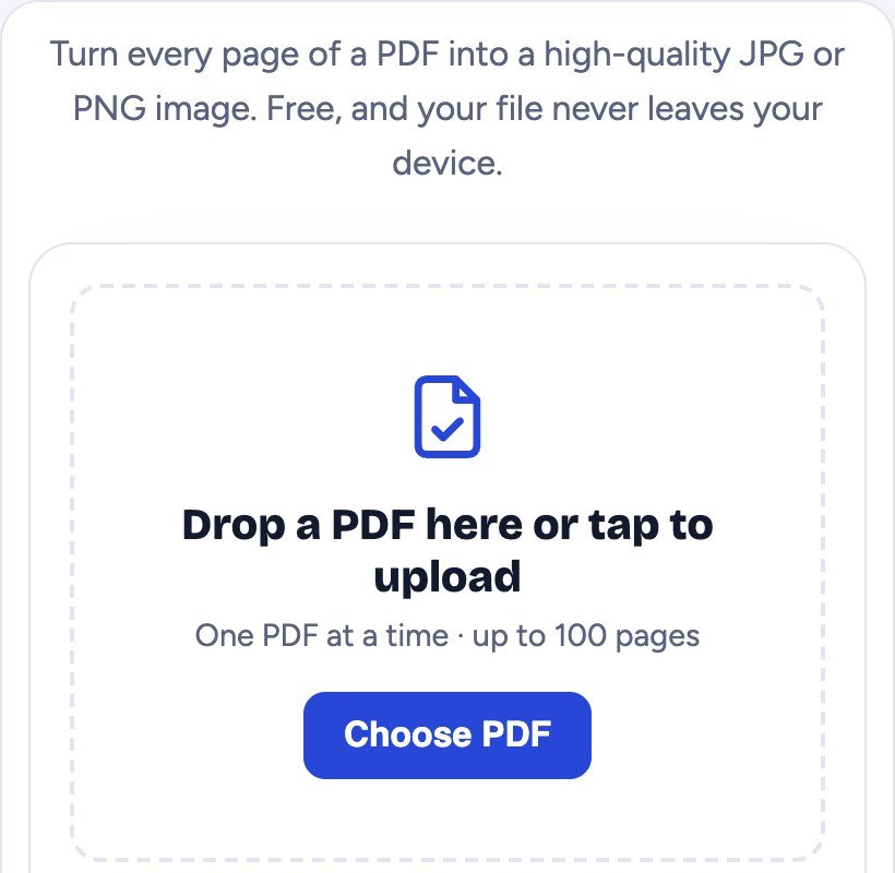 PDF to Image tool: choose a PDF