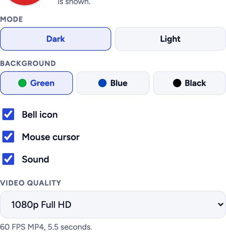 Choose dark or light, green, blue or black background, bell, cursor, sound and quality